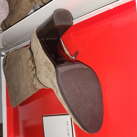 NIB Coach A7284 Suede Robynn Heeled Boots in Flint Goldtone Hardware Sz 9 $528 - Picture 7 of 9